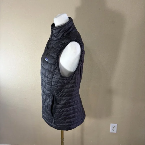 Patagonia Vest Womens Sz M Black Nano Puff Full Zip Filled Light Puffer *LOGO - Picture 6 of 11